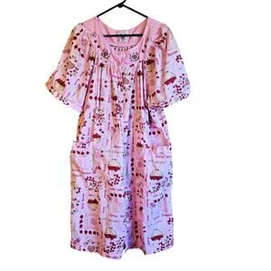 Vintage Bernette apples and cherries pearl snap housecoat size 3x